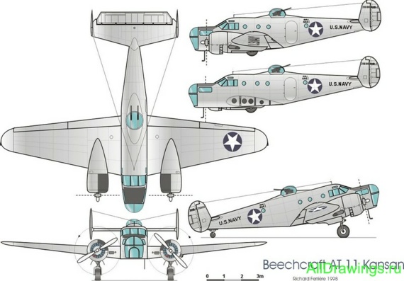 Beechcraft AT-11 Kansan чертежи (рисунки) самолета